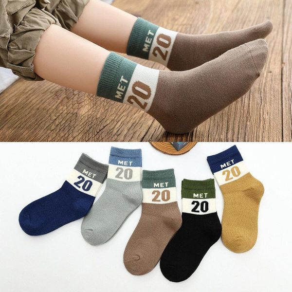 

[five pairs] children's socks, pure cotton spring, autumn and winter, thin breathable baby boys girls aged 2-16 wz02 socks, Pink;yellow