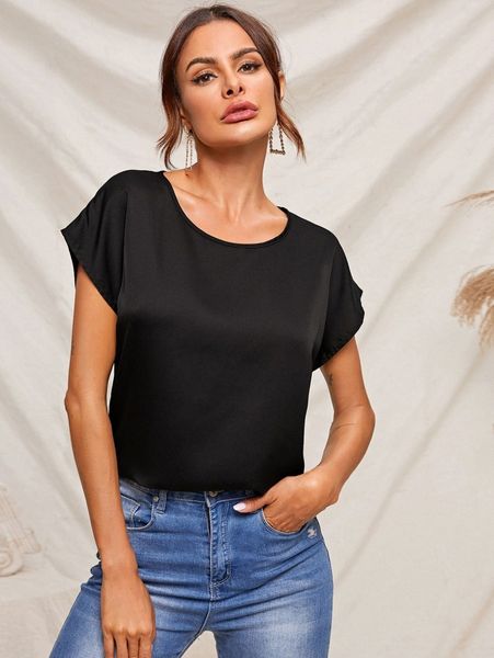 

batwing sleeve satin z1uw#, White