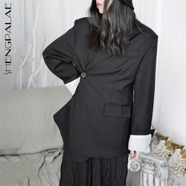 

minimalist blazer women's spring notched loose single button long sleeve solid color suit coat trendy 5b390 210427, White;black
