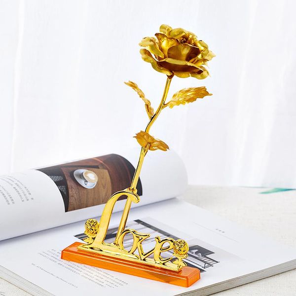 

simulation decoration 24k gold leaf flower rose gift box and base valentine's day five-color for decorative flowers & wreaths