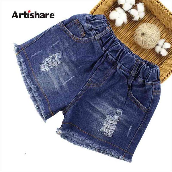

girls jeans denim pants summer short kids girl big hole children teen clothing for young 10 12 years, Blue