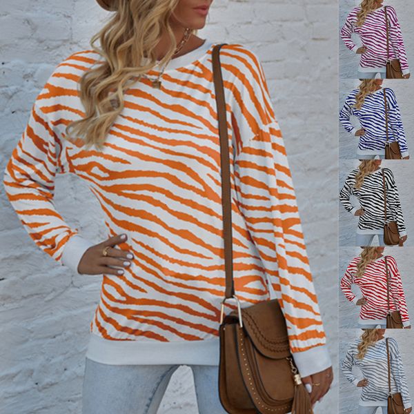 

2021 spring and autumn women's tie dye printed zebra long sleeve t-shirt, White