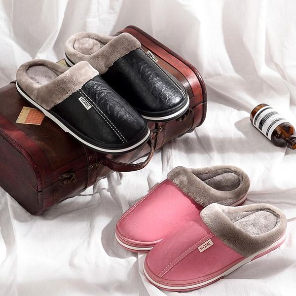 

slippers 2021 fashion winter house soft sole slip on fluffy warm casual ladies boys girls indoor bedroom fur shoes, Black