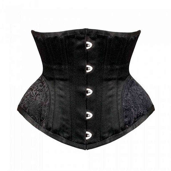 

waist tummy shaper all steel short seal clip satin black embroidery tunic body shaping wedding drs fitns closing thin waist