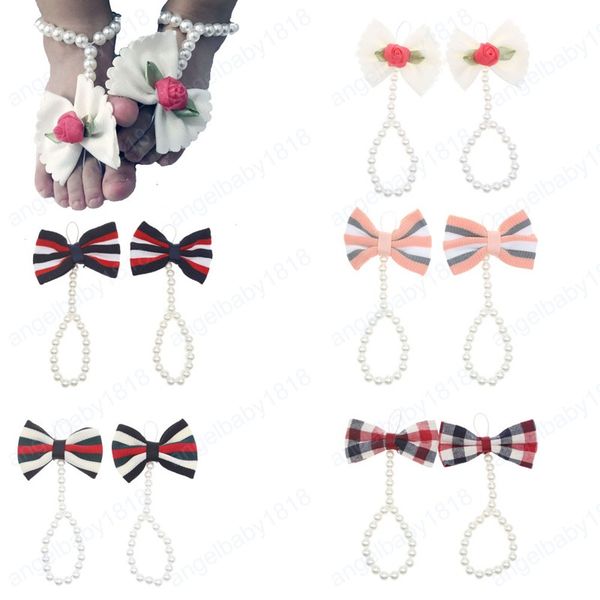 

girls hair accessories baby anklets feet decorated bows pearl foot accessory dots bowknot newborn pgraphy props bracelet, Slivery;white