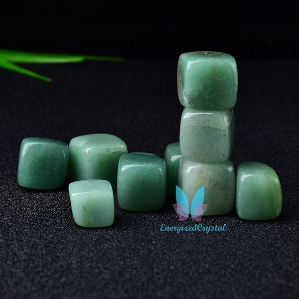 Polido natural aventurine cubo caiu pedra pedras quadrado pedras de cristal mão-polido tanque de peixes decoração jardim healin