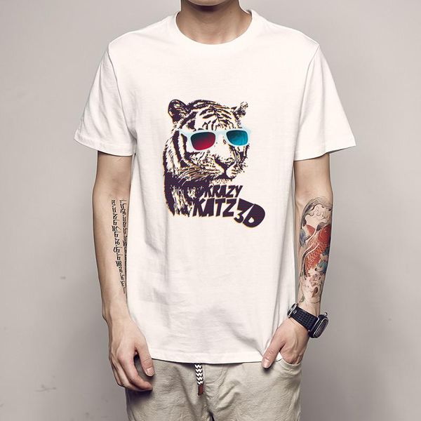 

men's t-shirts harajuku t-shirt men summer hip hop t shirts tracksuit printing tiger noodle ship cartoon streetwear tshirts short sleev, White;black
