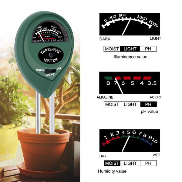

soil monitor 3-in-1 tester moisture ph meter sunlight intensity measurement home garden measure tool meters