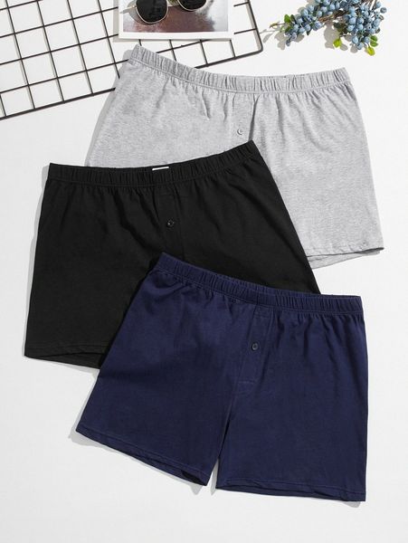 

men 3 pack solid pajama shorts j6j0#, Black;brown