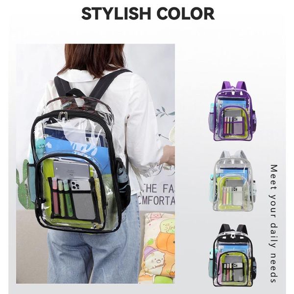 

backpack clear school large pvc see through bookbag transparent casual daypacks capacity rucksack