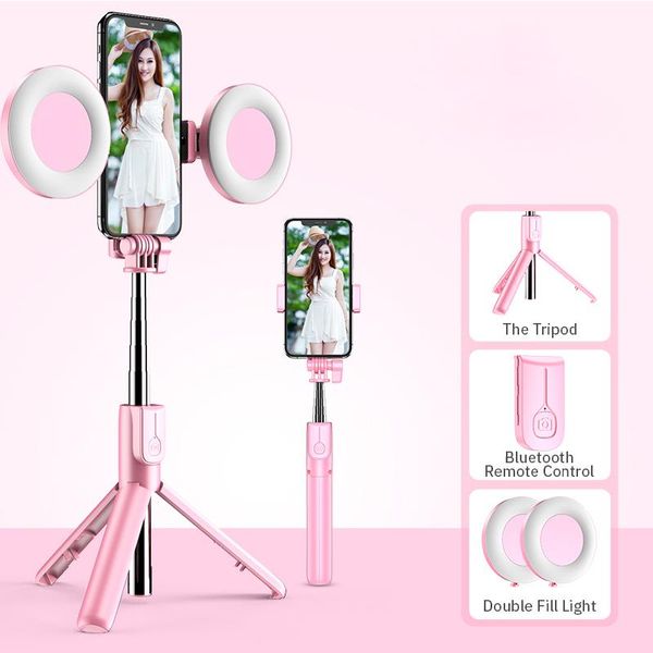 

selfie monopods 4in1 wireless bluetooth stick led ring light extendable handheld monopod live tripod for android smartphone