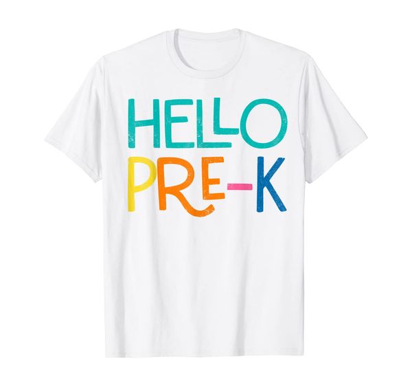 

hello pre-k first day of preschool gift back to school t-shirt, White;black