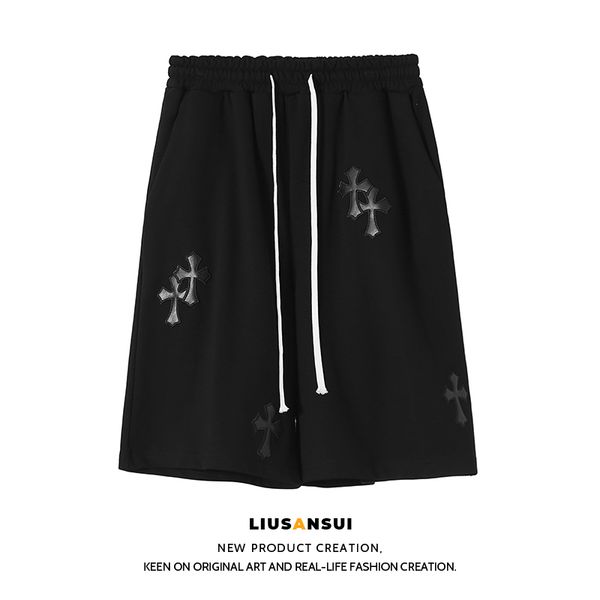 

crosin american street cross shorts men's and women's summer loose trend brand xqtl, White;black