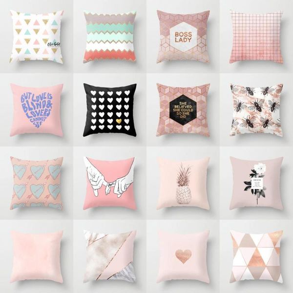 

cushion/decorative pillow pink geometric cover throw pillows for living room sofa cases polyester home decor office cushion car seat