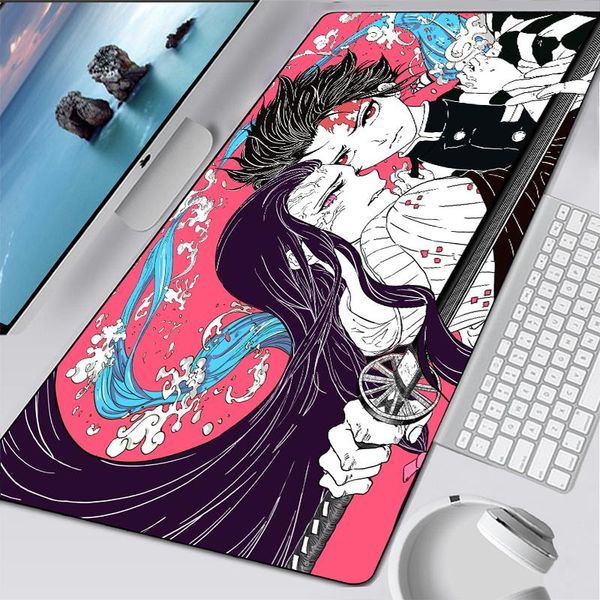 

mouse pads & wrist rests anime demon slayer kimetsu gaming large pad carpet xxl lock edge mause keyboard desk mat manga office