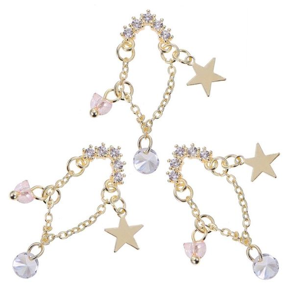 

nail gel 3pcs art studs decoration chains manicure supplies, Red;pink