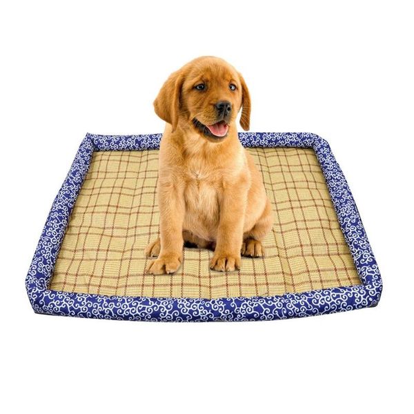 

kennels & pens dog cooling mat pad summer beds pet cat japanese style ice cool cold rattan moisture-proof cooler for shiba inu