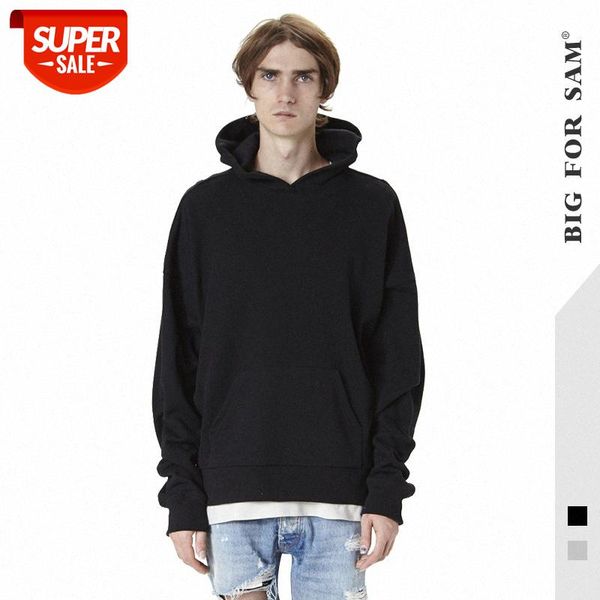 

men's bieber sweater with slit hem solid color loose hooded men #fh7t, Black
