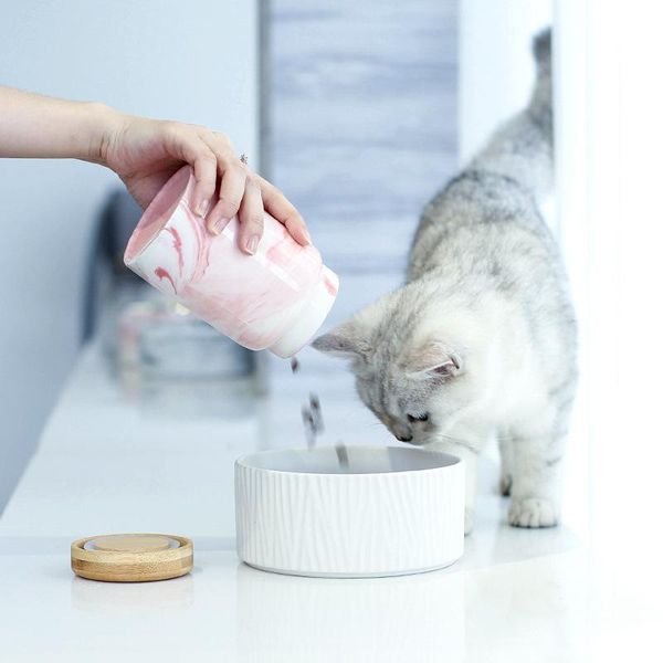 

ceramic dog bucket, cat pet snack can, moisture-proof supplies bowls & feeders