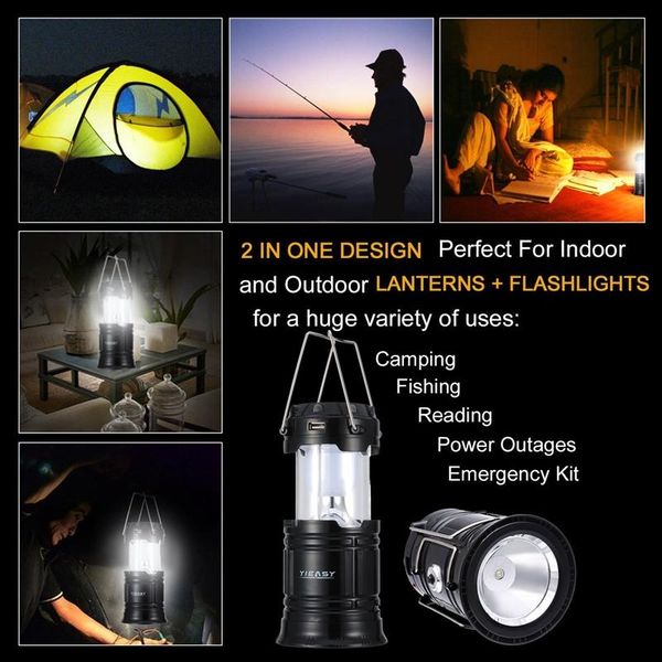 

solar lamps camping hiking light lamp outdoor tent lantern usb rechargeable