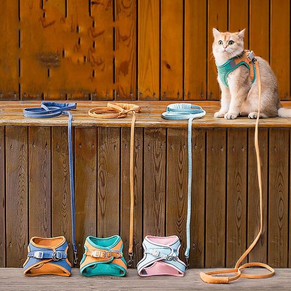 

cat collars & leads adjustable harness leash set traction rope vest-style chest cute outing dog soft breathable vest