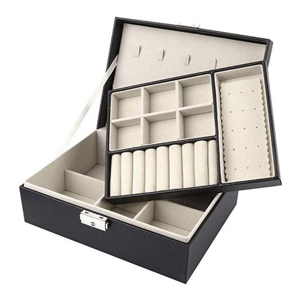 

storage boxes & bins exquisite jewelry box women leather packaging necklace rings earrings bracelet organizer display gift case