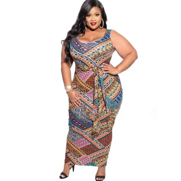 

casual dresses adogirl women camouflage print maxi tie dress plus size xl-5 xl tank long vestidos, Black;gray