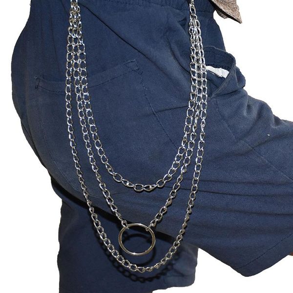 

keychains big ring pendant key chain rock punk trousers hipster pant jean keychain hip hop trouser decor accessories, Silver