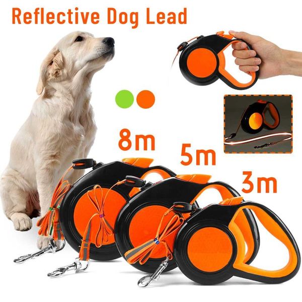 

dog collars & leashes 300cm/5m/8m reflective retractable leash 10ft 16ft 26ft automatic extending pet walking lead cat traction rope for