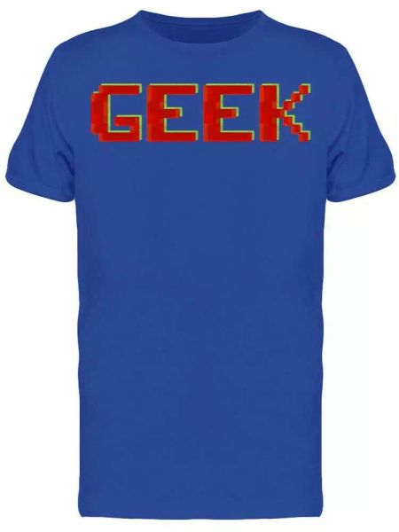 

word geek 8-bit glitchy mode tee men's -image by shutterstock, White;black