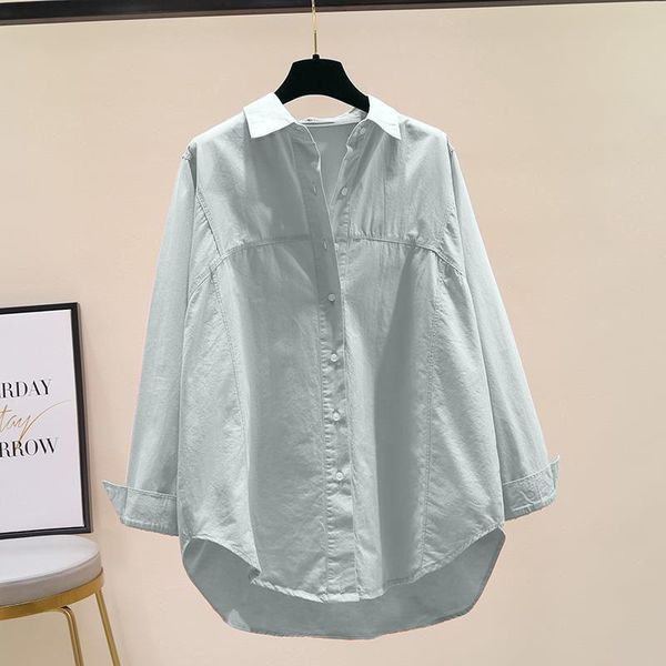 

women's blouses & shirts women 2021 early spring long sleeve loose female single breasted casual ladies solid color thin u281, White