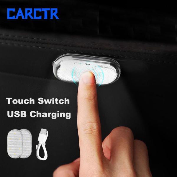 

emergency lights carctr car interior light 1/2pcs auto roof ceiling reading lamp led styling touch night mini usb charging