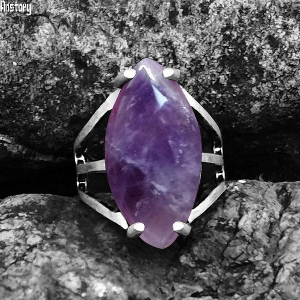 

cluster rings vintage eye shape amethysts tiger for women irregular natural stone jades antique silver plated fashion ring, Golden;silver