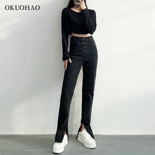 

women's jeans black women skinny slim fit stretch baggy split mom denim pants fashion y2k flared high waist trousers, Blue