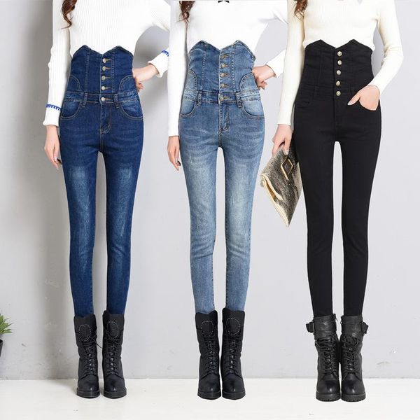 

spring high waist jeans slim belly women's manufacturers on behalf of, Blue