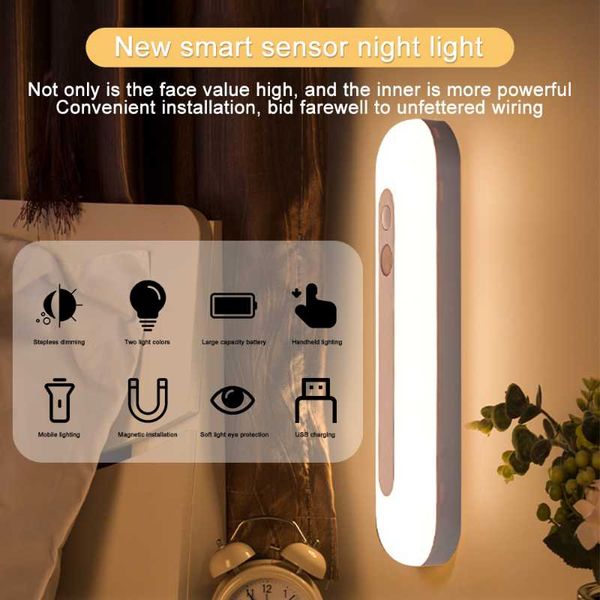 

night lights led light usb charging motion sensor cabinet stepless dimming magnetic bedroom strip closet 18cm/30cm