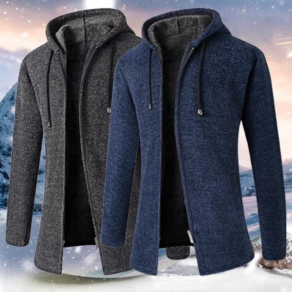 

men's jackets men coat hooded extra thick casual warm loose solid color winter jacket for daily wear, Black;brown