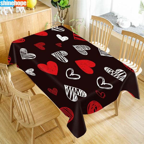 

table cloth love heart pattern tablecloth waterproof fabric rectangular dust-proof cover for party home decor tv covers