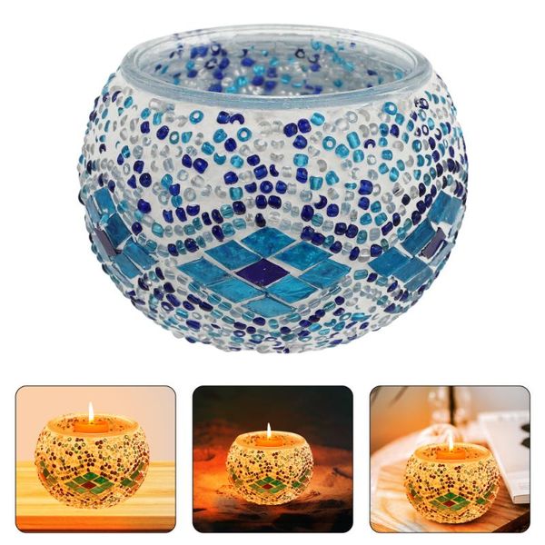 

candle holders 1pc round glass stand deskcandlestick adornment colorful