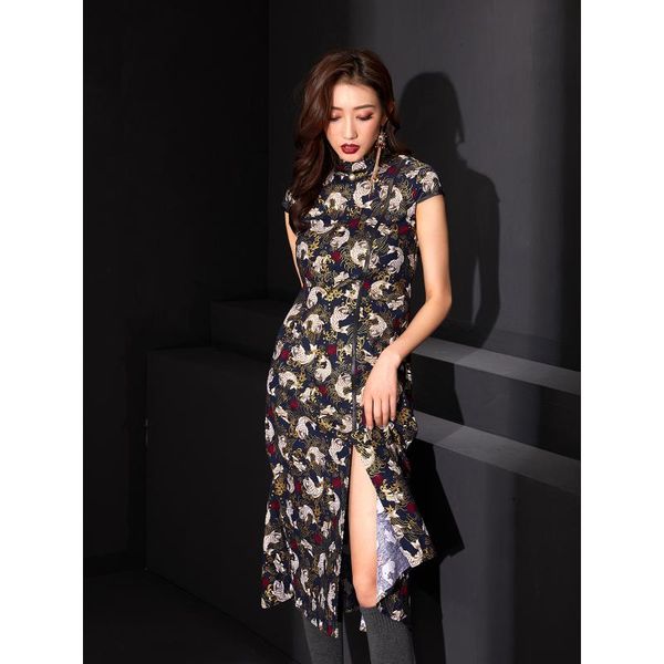 

2021. original designer bronzing koi fish to restore ancient ways improved cheongsam of cultivate morality long dress ethnic clothing, Red