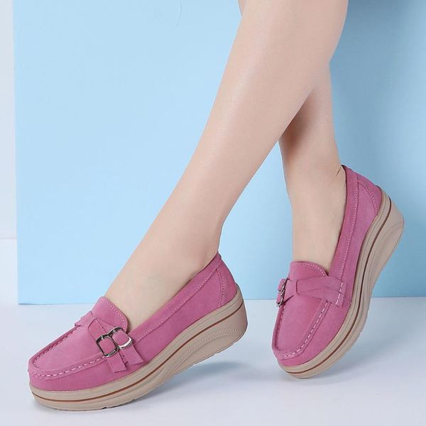 

dress shoes women's 2021 muffin sneakers lady leather thick bottom creepers woman shoes#, Black