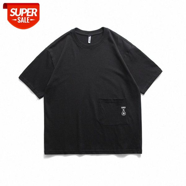 

south embroidered t-shirt men's solid color japanese loose round neck casual youth short-sleeved pullover bottoming shirt #n19d, White;black