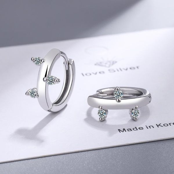 

hoop & huggie fashion personalized zircon earrings for women ol trendy crystal hoops jewelry gift simple lady piercing earring silver, Golden;silver