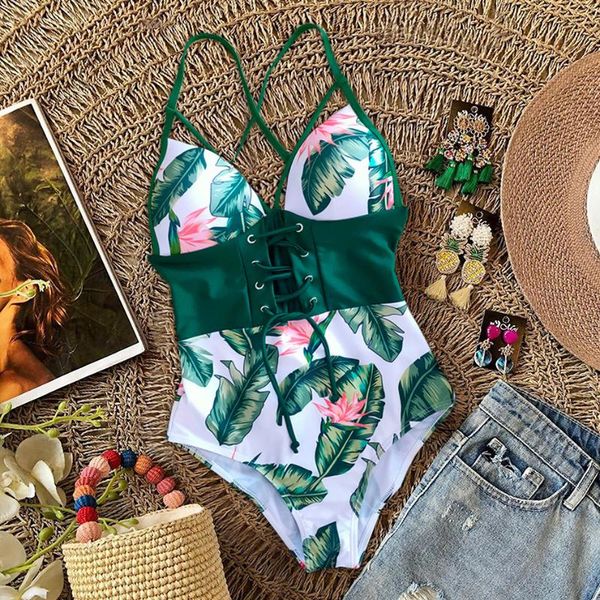 

one-piece suits 2021 one piece swimsuit push up swimwear women bandage monokini bodysuit plus size swim suit bathing summer beach wear