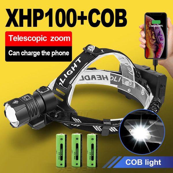 

powerful led headlamp 18650 xhp90.2 headlight rechargeable usb head xhp70 zoom torch light headlamps