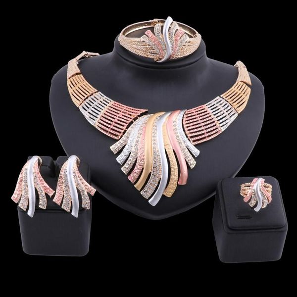 

earrings & necklace oeoeos exquisite dubai women jewelry set leaves shape ring bracelet trendy nigerian wedding, Silver