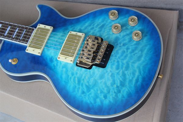 

customized blue sparkle electric guitar with mini humbuckers
