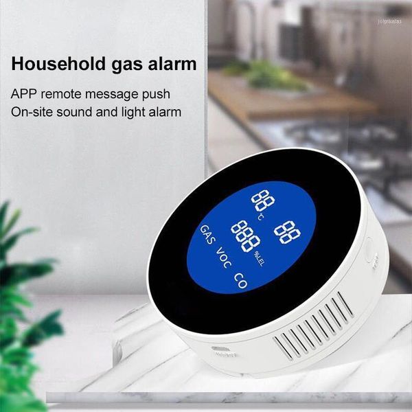 

tuya wifi smart natural gas alarm sensor with temperature function combustible leak detector lcd display life app11