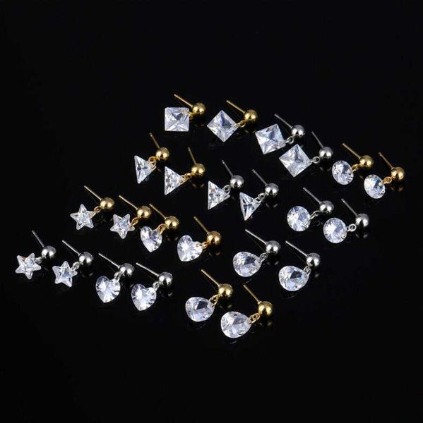 

simple water drop zircon stud earrings gsfe060 fashion style gift fit women diy jewelry earring, Golden;silver
