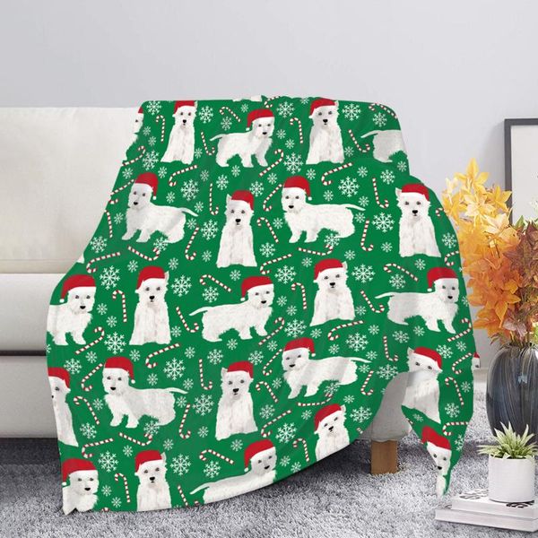 

blankets 3d westie print throw fleece blanket christmas dog puppy pattern couch sofa quilt cover for home decor xmas gift